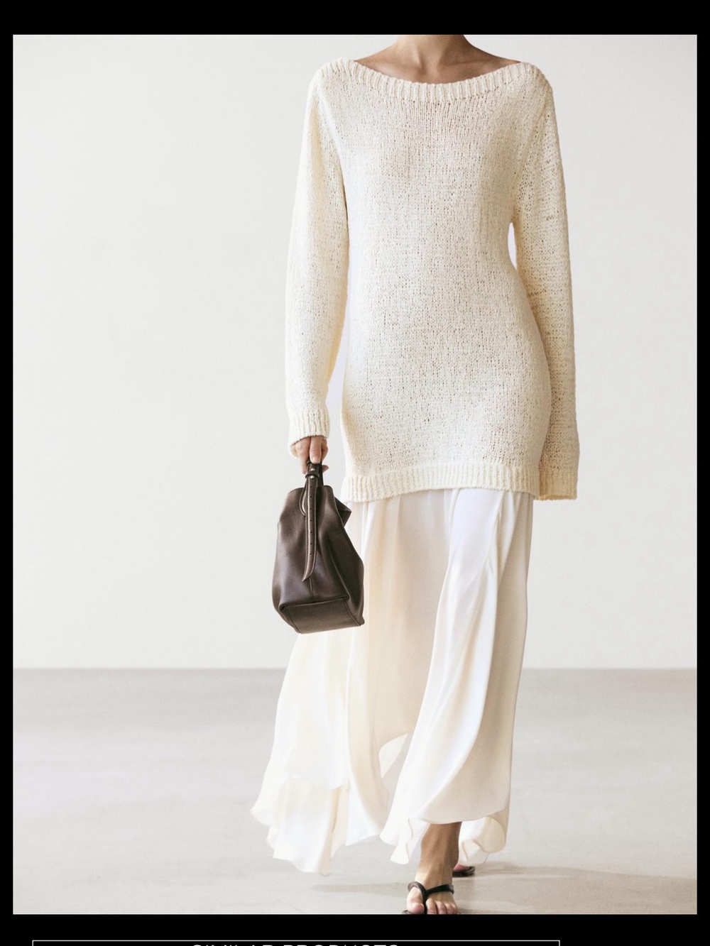 Massimo Dutti Off-the-Shoulder Cream Knit Sweater